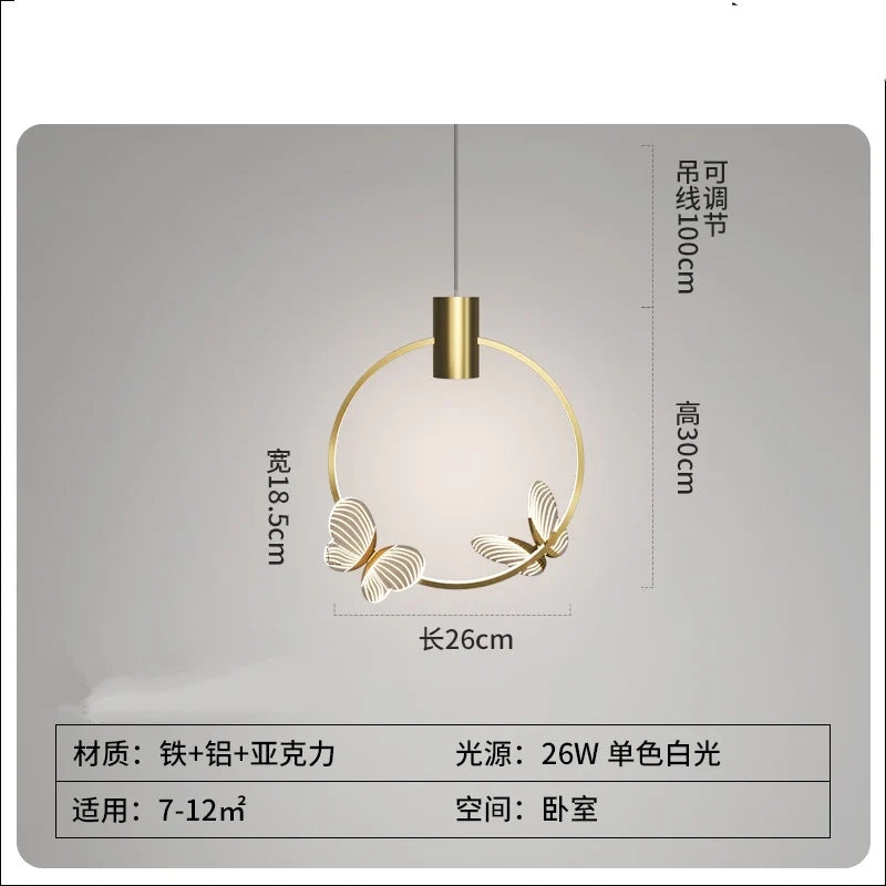Crystal butterfly pendant light for elegant decoration - C / Warm White