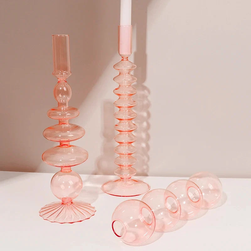 Classic retro glass candlesticks for wedding and interior decoration