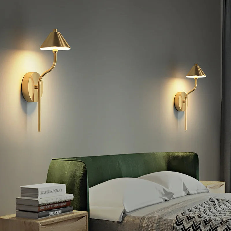 Wall-to-LED wall-mounted mushroom-shaped modern copper - view 3