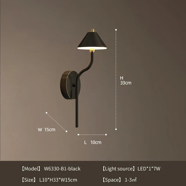Wall-to-LED wall-mounted mushroom-shaped modern copper - Black 1 Head