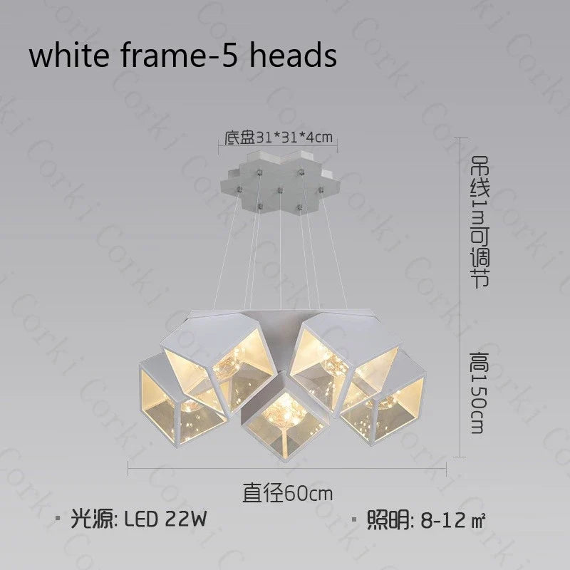 LED chandelier modern design geometrical light inside dimmable - 5 White Lights / White Light