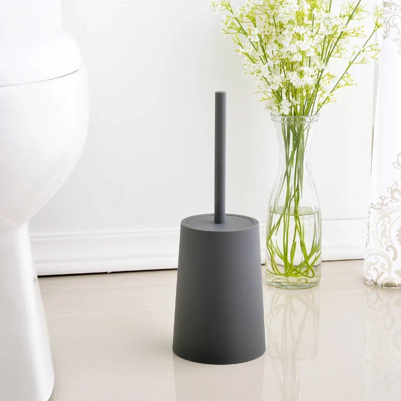 Modern toilet brush with lid and elegant design - Gray