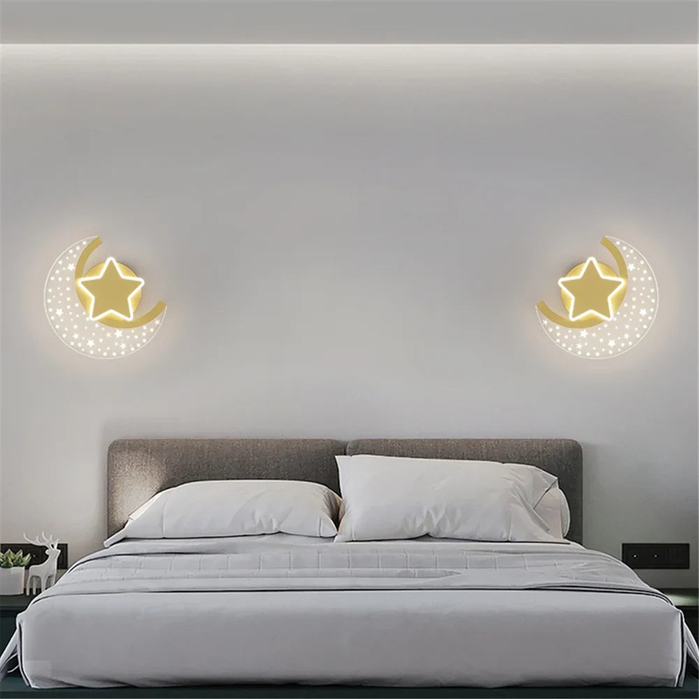 Led star and moon wall sconce for interior decoration - view 4