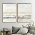 Abstract Minimalist Painting in Beige and Grey Tones