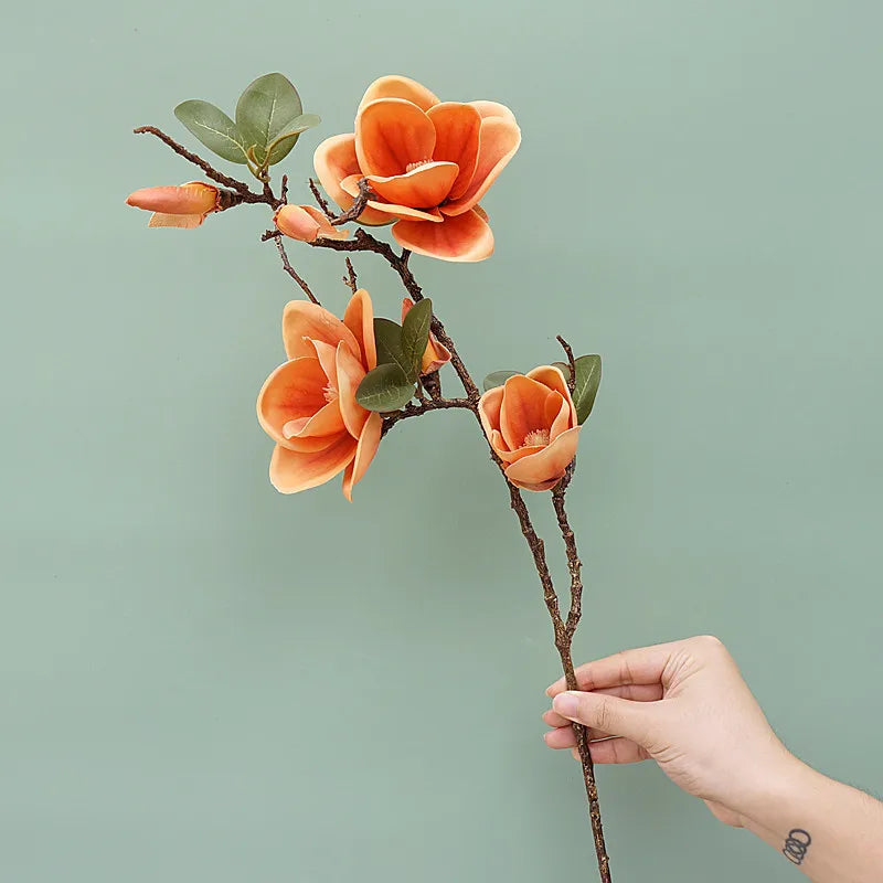 Artificial silk magnolia flower for elegant decoration - view 2