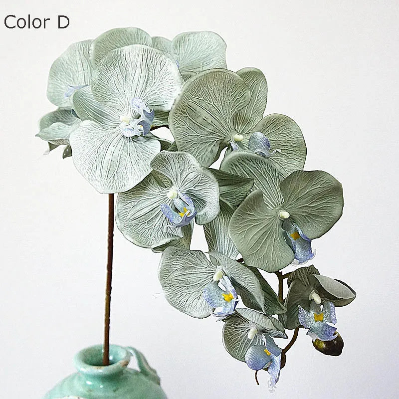 10 retro artificial orchid heads for elegant decorations - D