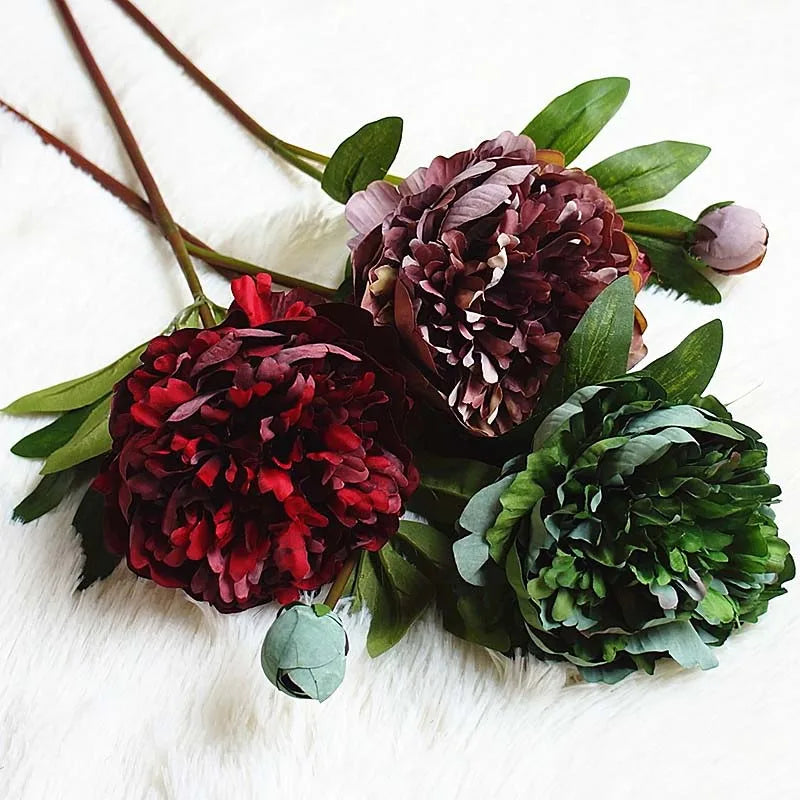 Artificial peony flower branch for elegant decoration - view 10