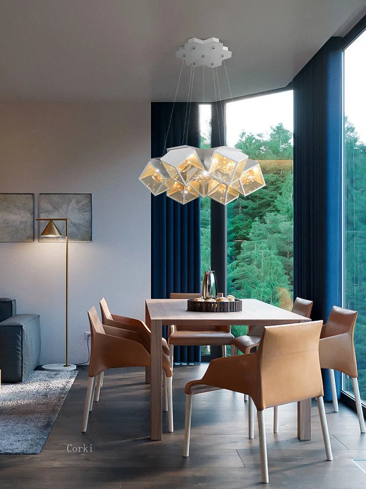 LED chandelier modern design geometrical light inside dimmable - view 2