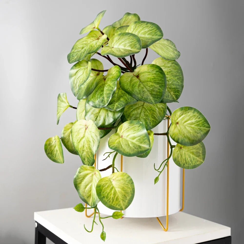 Artificial plants suspended in rattan for interior decoration