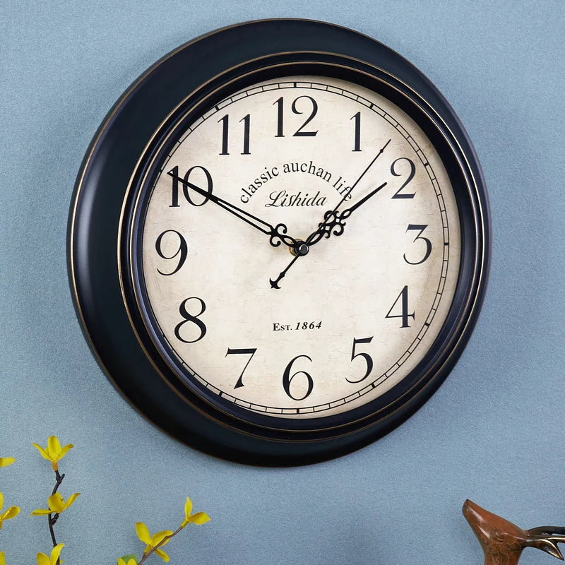 Silent retro style shabbaby wall clock chic interior decoration - view 3