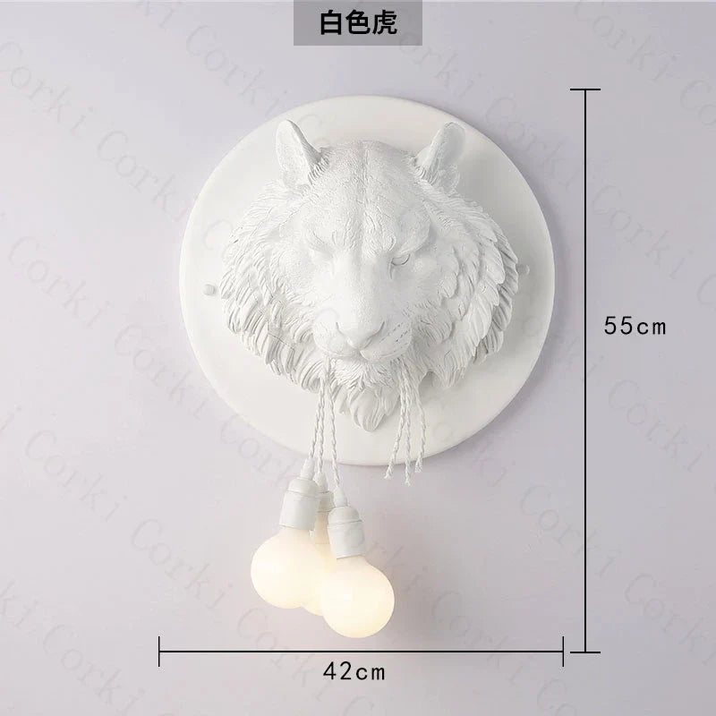 Nordic wall sconce resin tiger pattern Italian design bright - White