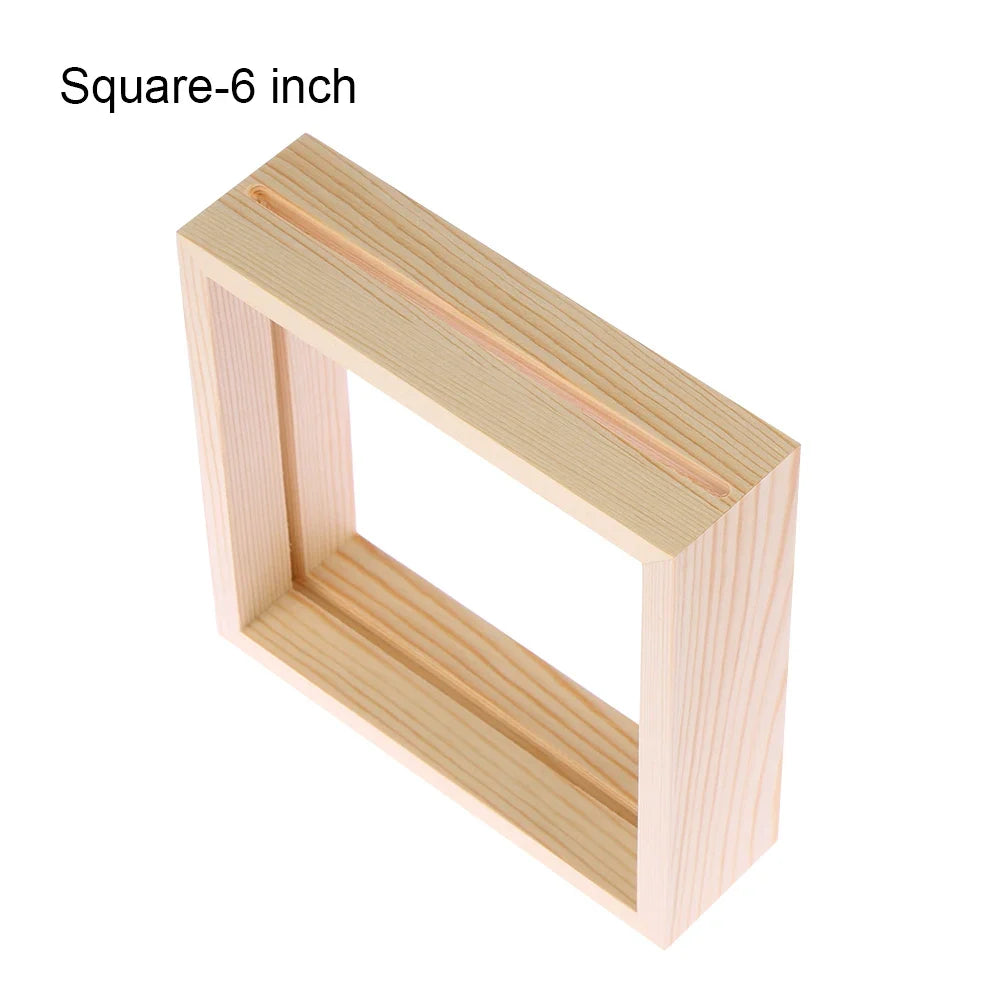 Vintage wooden and transparent plastic picture frame for interior decoration - Square-6 inches