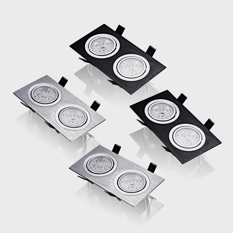 Variable intensity square led-mounted spotlights for interior lighting - Brushed Black / White Light 4000K / 6W