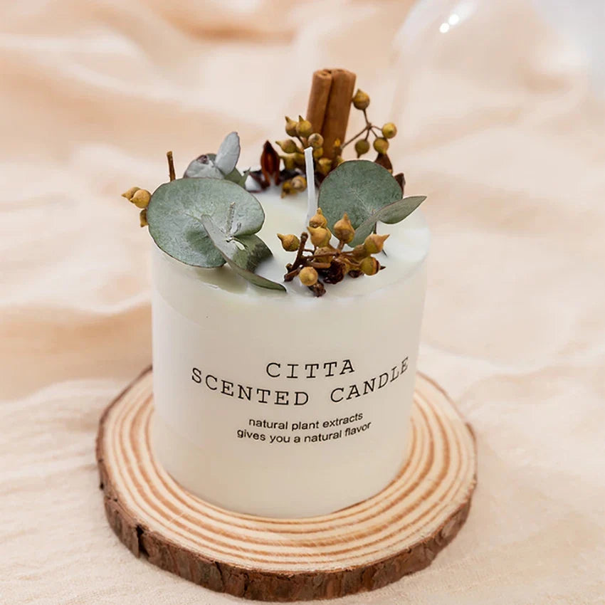 Forest Series Scented Soy Candle with Wooden Holder, 4 Fragrances, Aromatherapy Candles for Home Meditation Decoration, 285g - Yuanyou