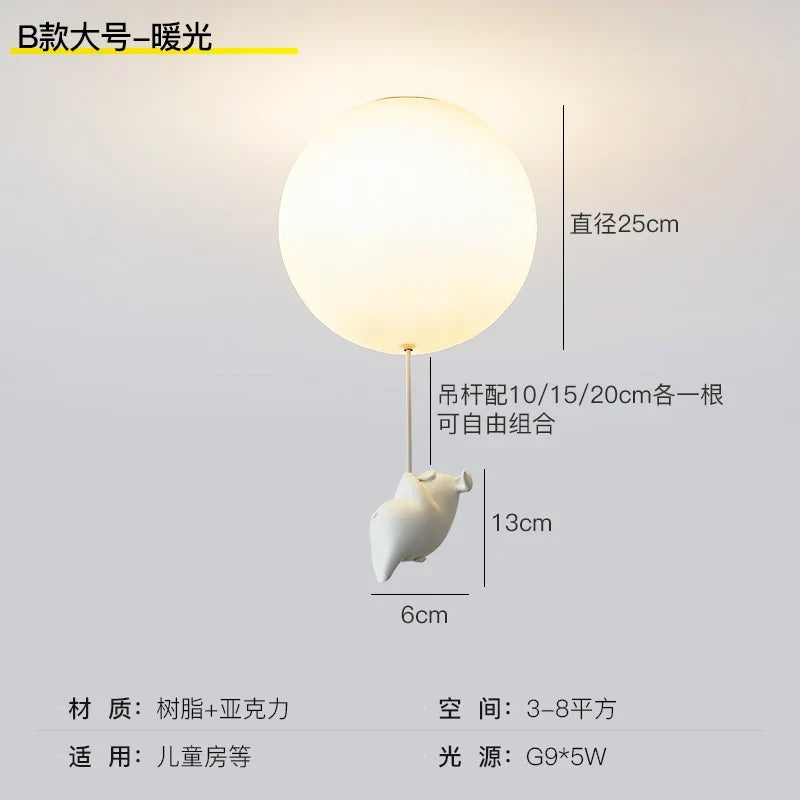 Led ceiling lamp flying pig for decoration children - Large Model B