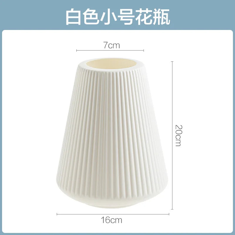 Nordic Style Plastic Vase Ornaments, Flower Arrangement, Home Living Room Decoration, Dried Flower Creative Art, Desktop decor - 3516 white