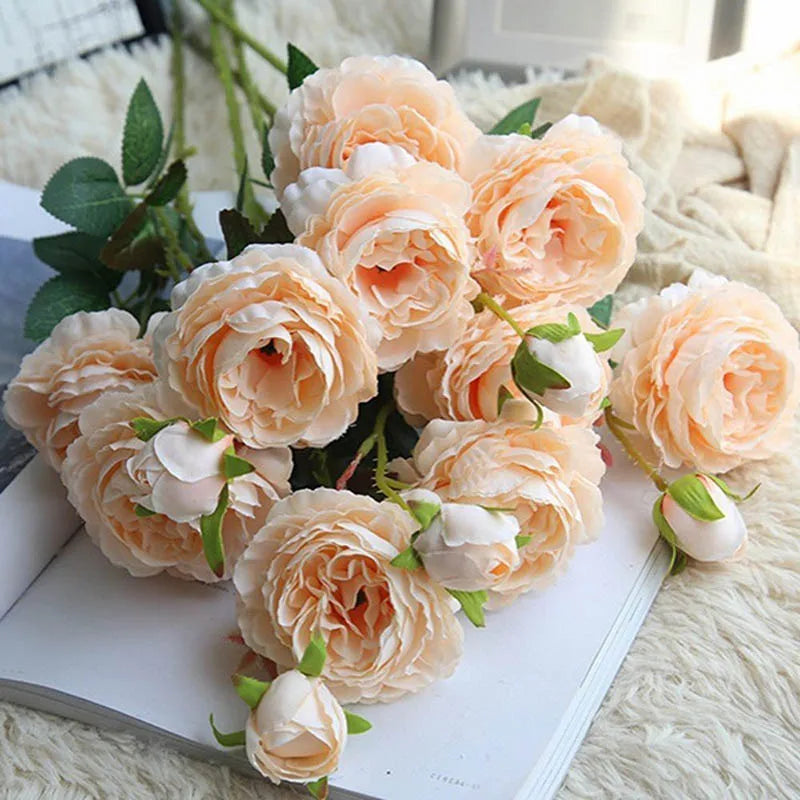 Artificial silk rose heads for wedding decoration and party - view 4