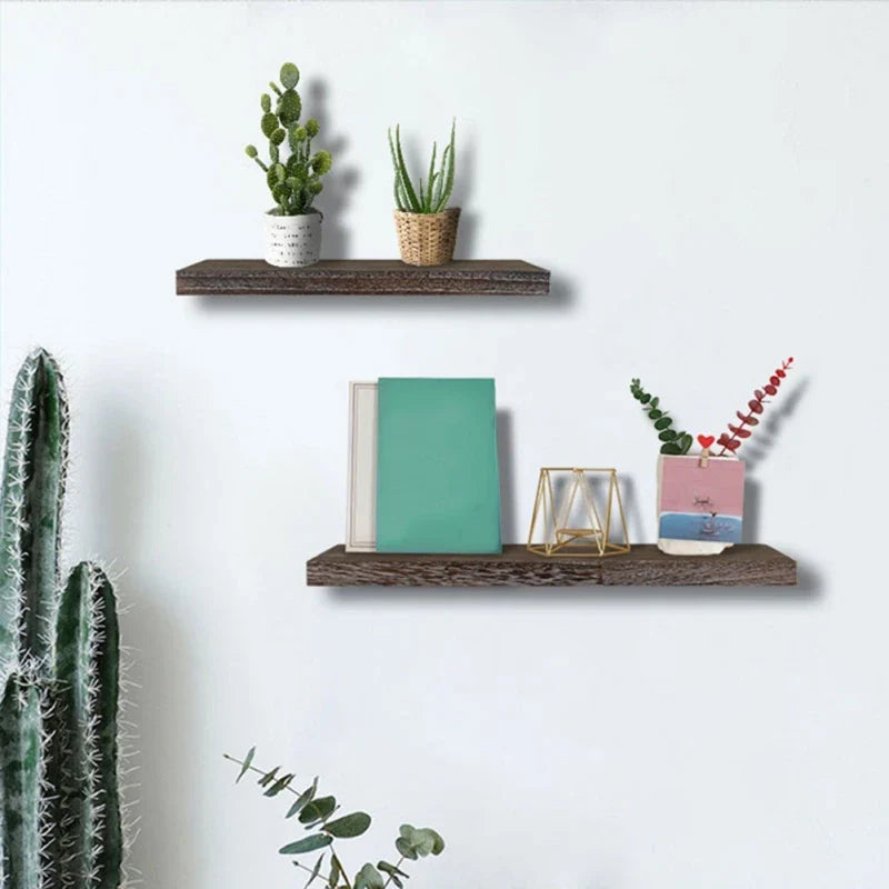 Wooden plant shelves decorative wall shelves for storage - view 2