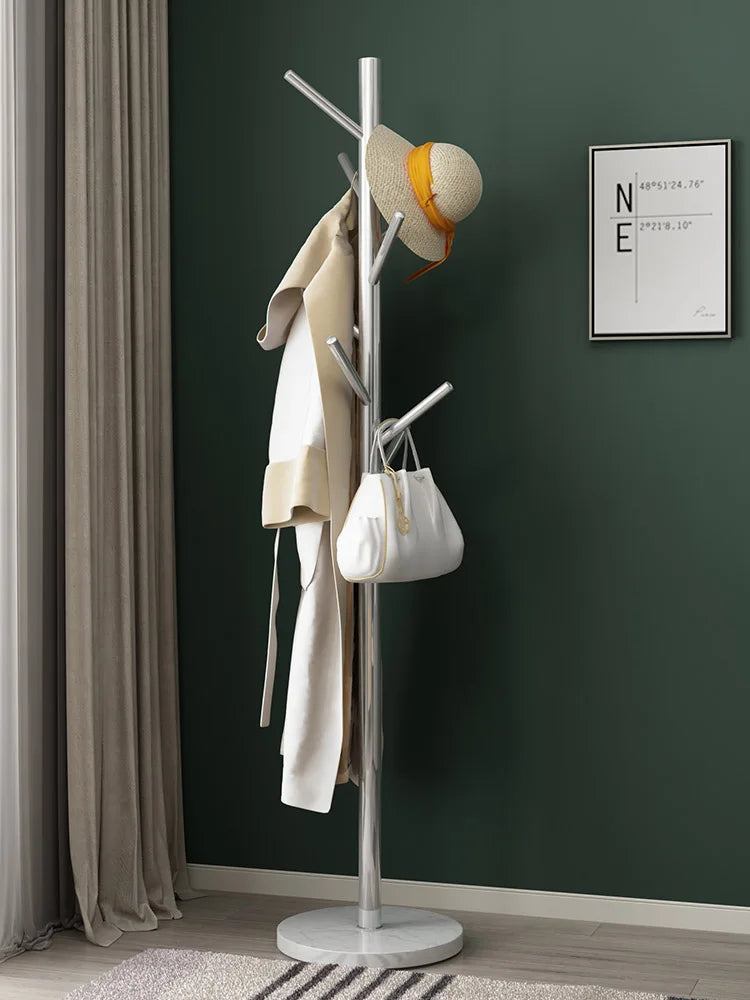 Stainless Steel Simple Modern Coat Rack, Nordic Light Luxury Hanger, Floor-Standing Bedroom Marble Hanger - view 4