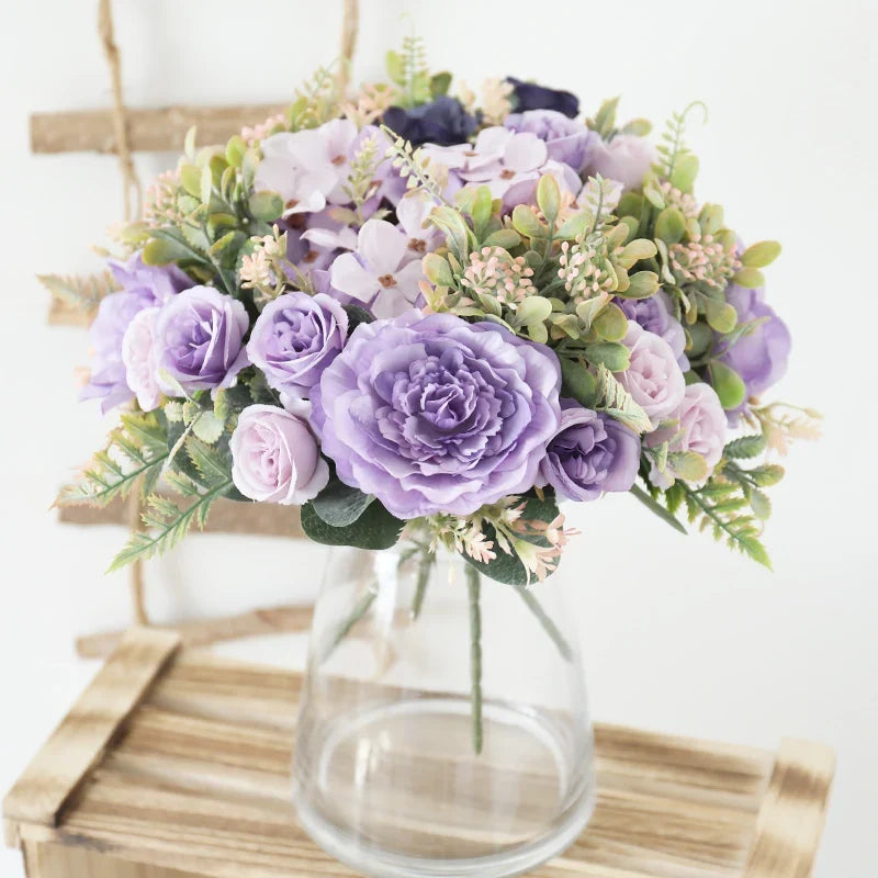 Bouquet of artificial peonies for wedding and decoration