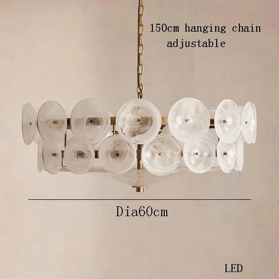 Vintage chandelier in amber glass for interior decoration - Natural Light / Dia 60 cm White