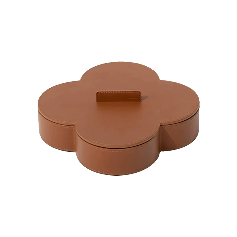 High-end leather round storage box for jewelry and decorative objects - view 6