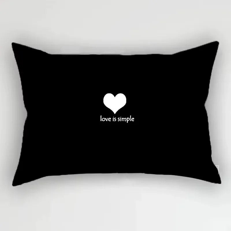 Black and White Marble Geometric Lumbar Pillow Cover, Design 3