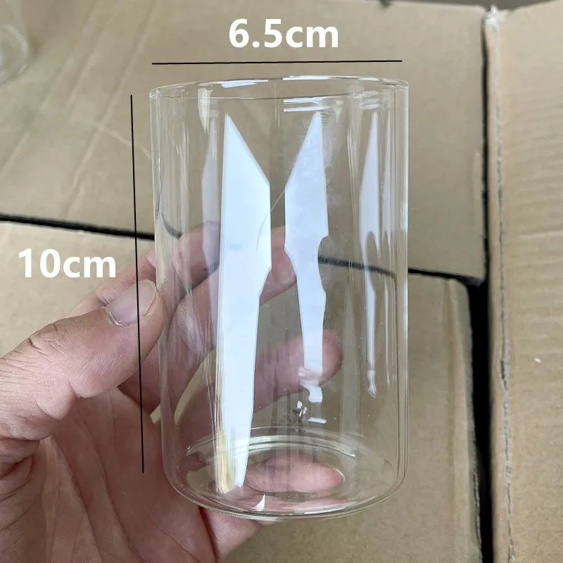 Glass Candle Holders Dia 8cm Cylinder Vases for Pillar Candle, Holders or Flower Vase Wedding Decoration Candlelight Dinner - Candle Cup M