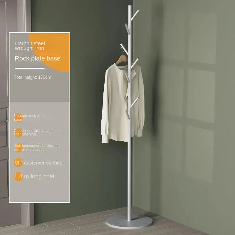 Floor To Floor Bedroom Light Luxury Rock Plate Base Metal Hanger, Marble Scarf and Bag Rack for Entering The Home Coat Rack - Style19