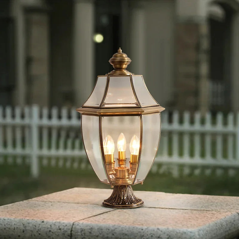 Classic brass garden lamp exterior retro waterproof lighting - view 5