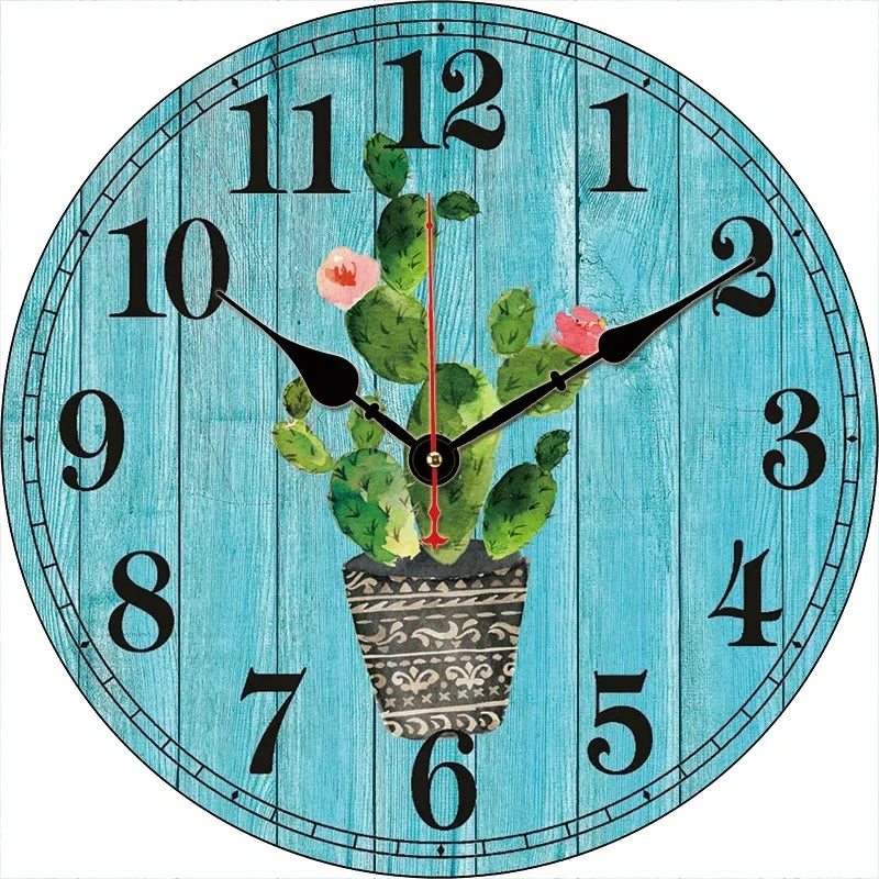 Vintage wall clock in decorative and silent wood - 20-0920 / 8 inches (20cm)
