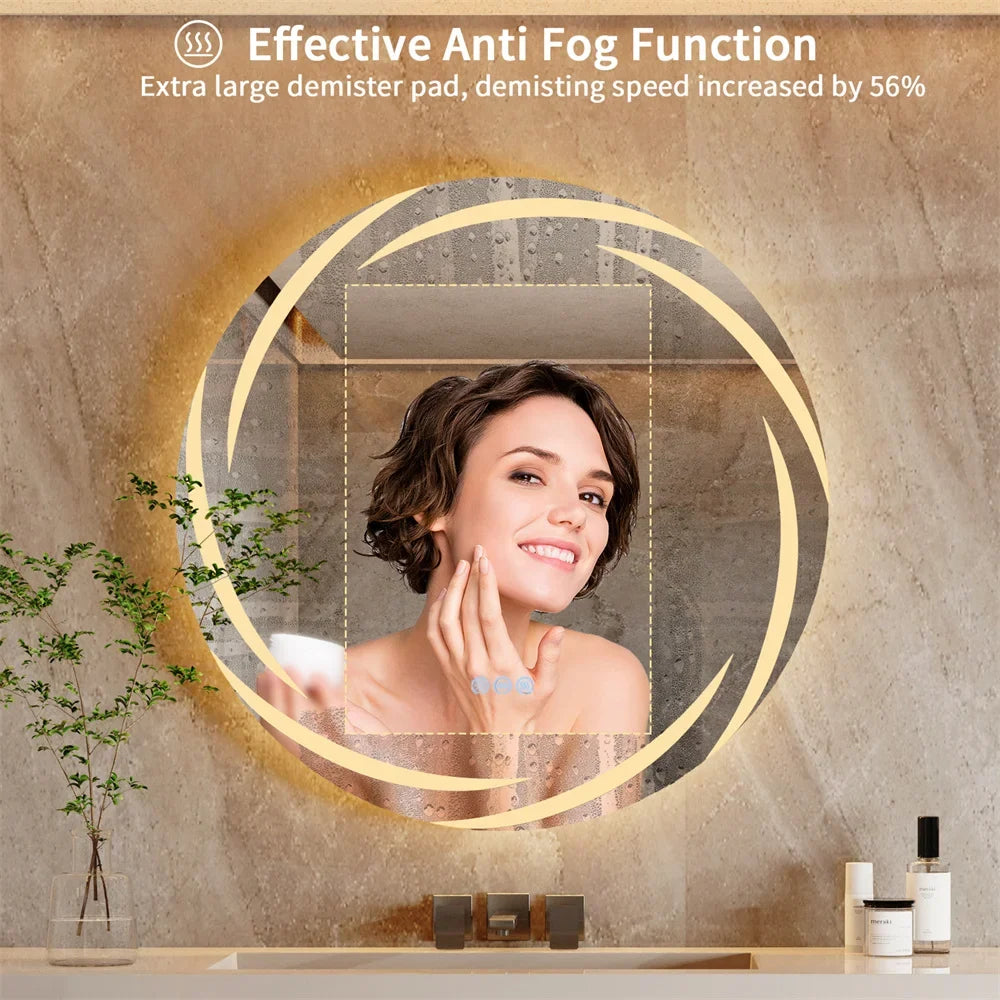 Circular backlit mirror with LED lighting - view 5