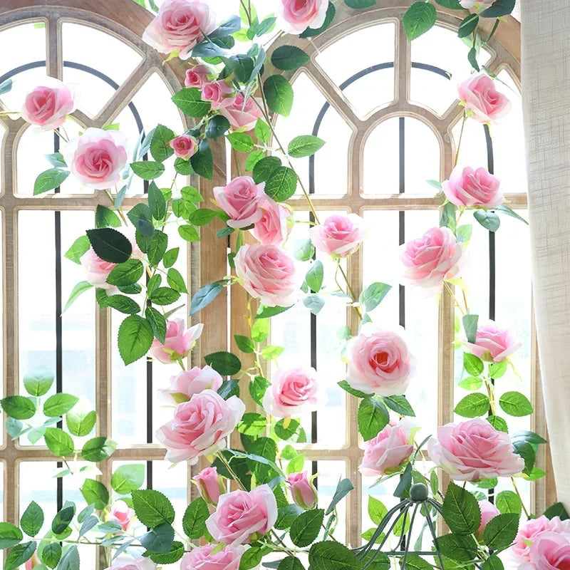 Artificial silk rose vines for interior decoration - view 2