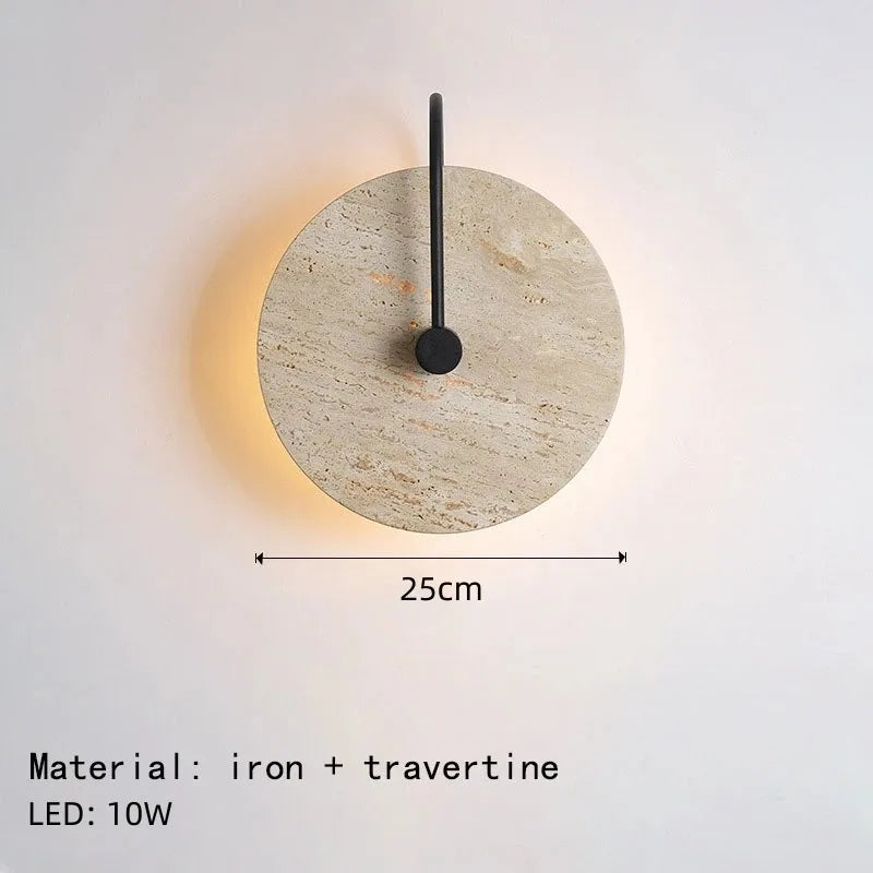 Japanese wall sconce in yellow to led travertine for hotel and decoration - Diameter 25cm / Warm White (2700-3500K)