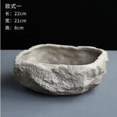 Ceramic Rock Mud Imitation Stone tea Washing Pen Wash tea Cups, Household tea Set Accessories, Extra Large Basin - L22cm tea wash