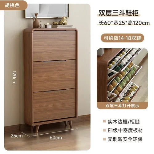 Minimalist vintage wooden shoe shelf and space gain - Style16