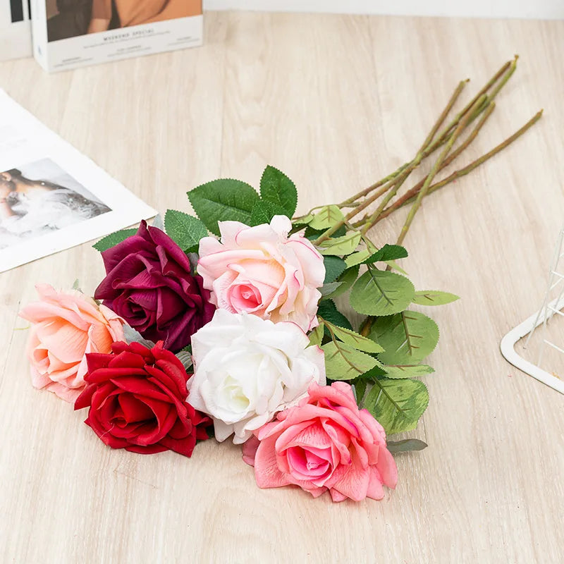 Realistic artificial rose branch for decoration and photography - view 4