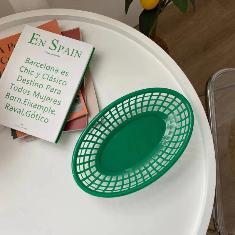 Plastic oval basket for food and decorative storage - 01
