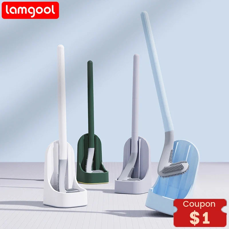 Silicone cleaning brushes with bathroom holder
