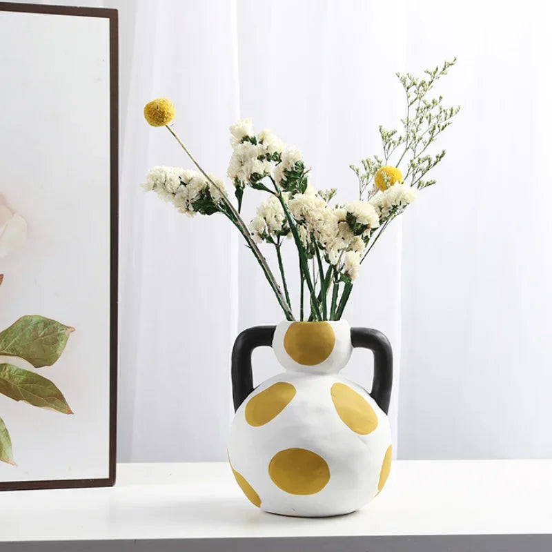 Hand-painted Milk Pot Ceramic Vase, Living Room, Porch, Desktop, Flower Arrangement Container, Homestay Decoration Handicraft - view 4