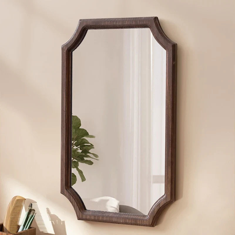 Vintage solid wood mirror for waterproof and rustproof make-up - view 2