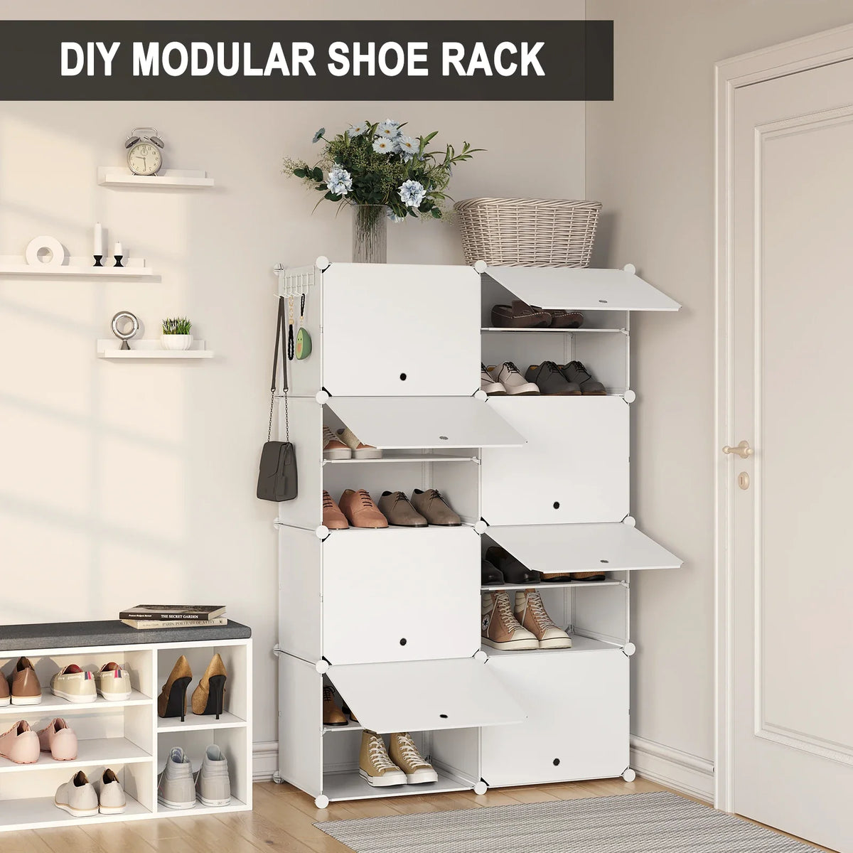 Compact shoe cabinet with 8 compartments for optimal storage - view 5