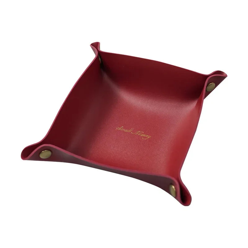 Nordic leather storage box for office and jewelry - Bourgogne / 20 20 cm