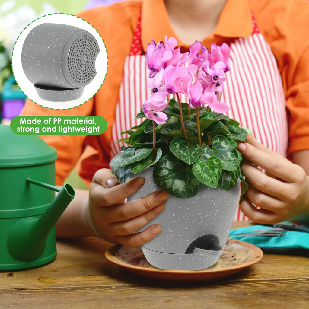 3 plastic self-watering flower jars with integrated tank - view 7