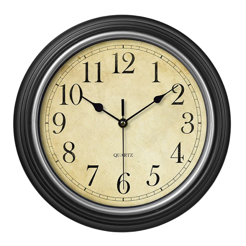 Silent vintage wall clock easy to read Roman Arabic numerals