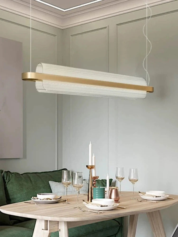 Long minimalist chandelier for coffee restaurant or creative office - view 4