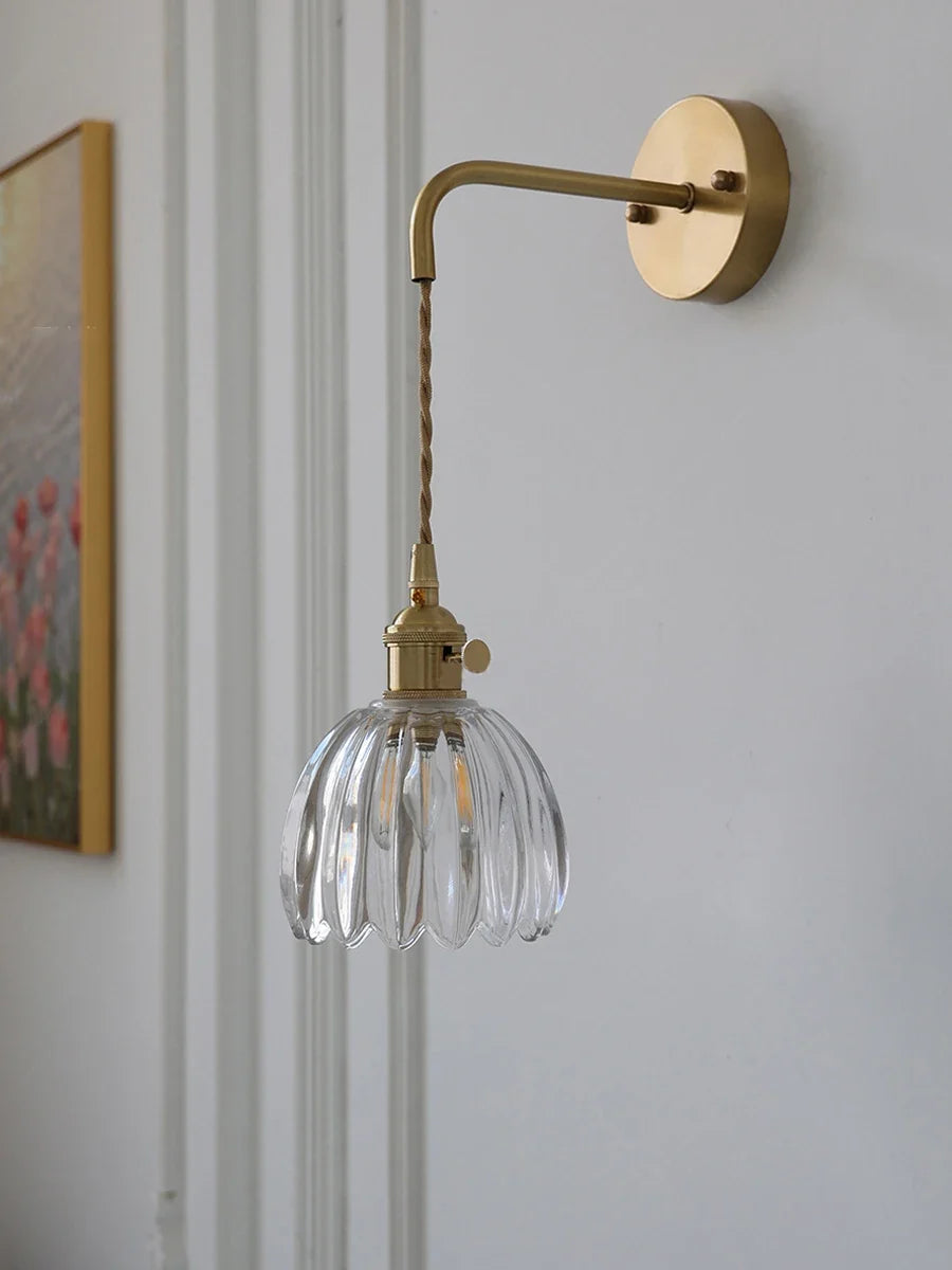 Wall sconce in retro Japanese style floral glass - view 4