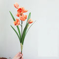 Artificial cymbidium flowers for wedding decoration and events - Orange Red