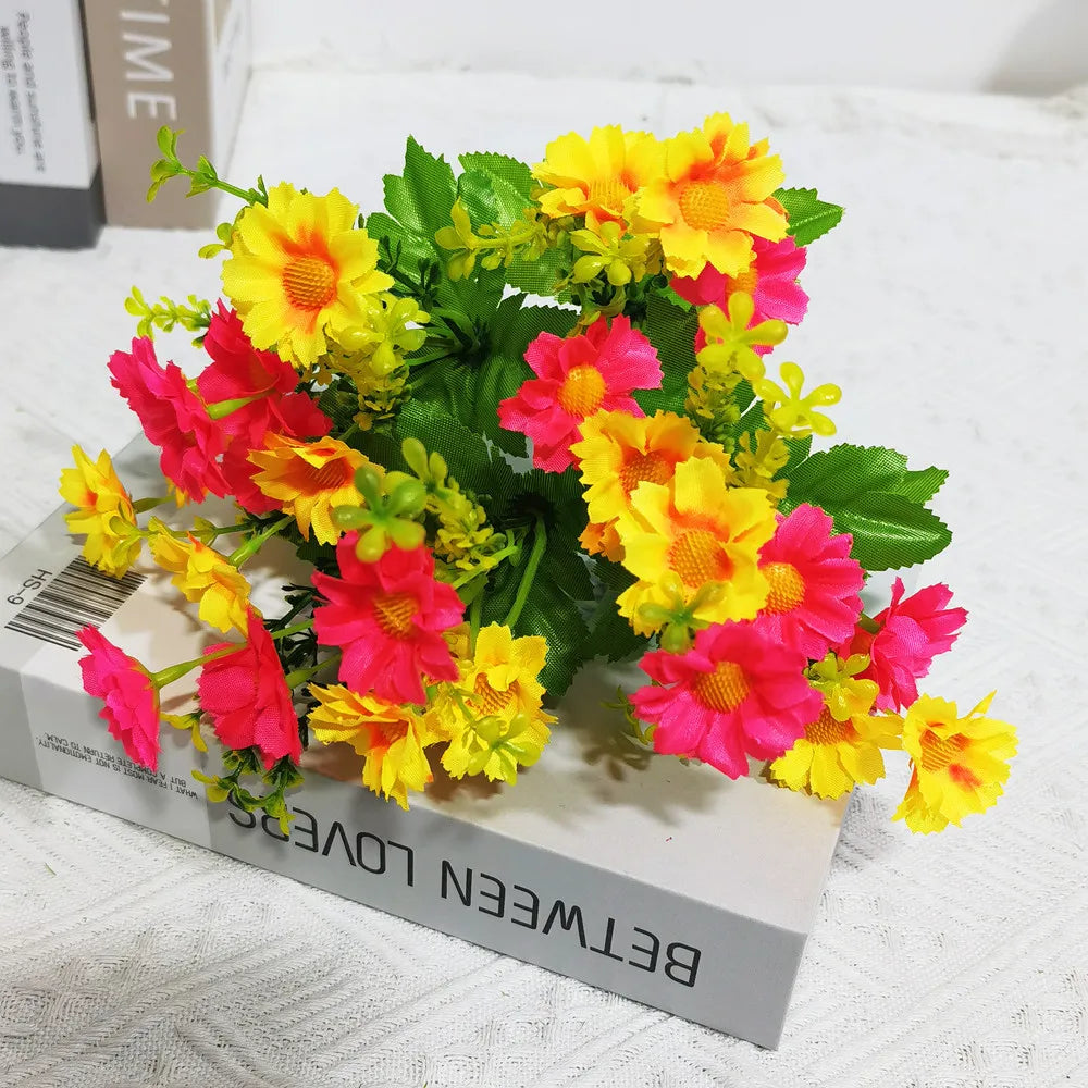 Uv-resistant artificial flower set for outdoor decoration - Dark Yellow Orange