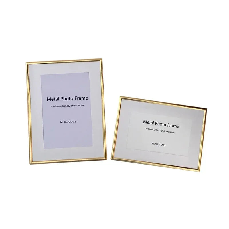 Elegant Minimalist Gold Metal Frame, Wall Mount, Tabletop Picture Frame, Slim Border, Home decor, 12 Inch, A4 - view 2